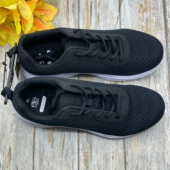 Women's Black Active Comfort Lace Up Sneakers Shoes Size 9.5 - Picture 3 of 10
